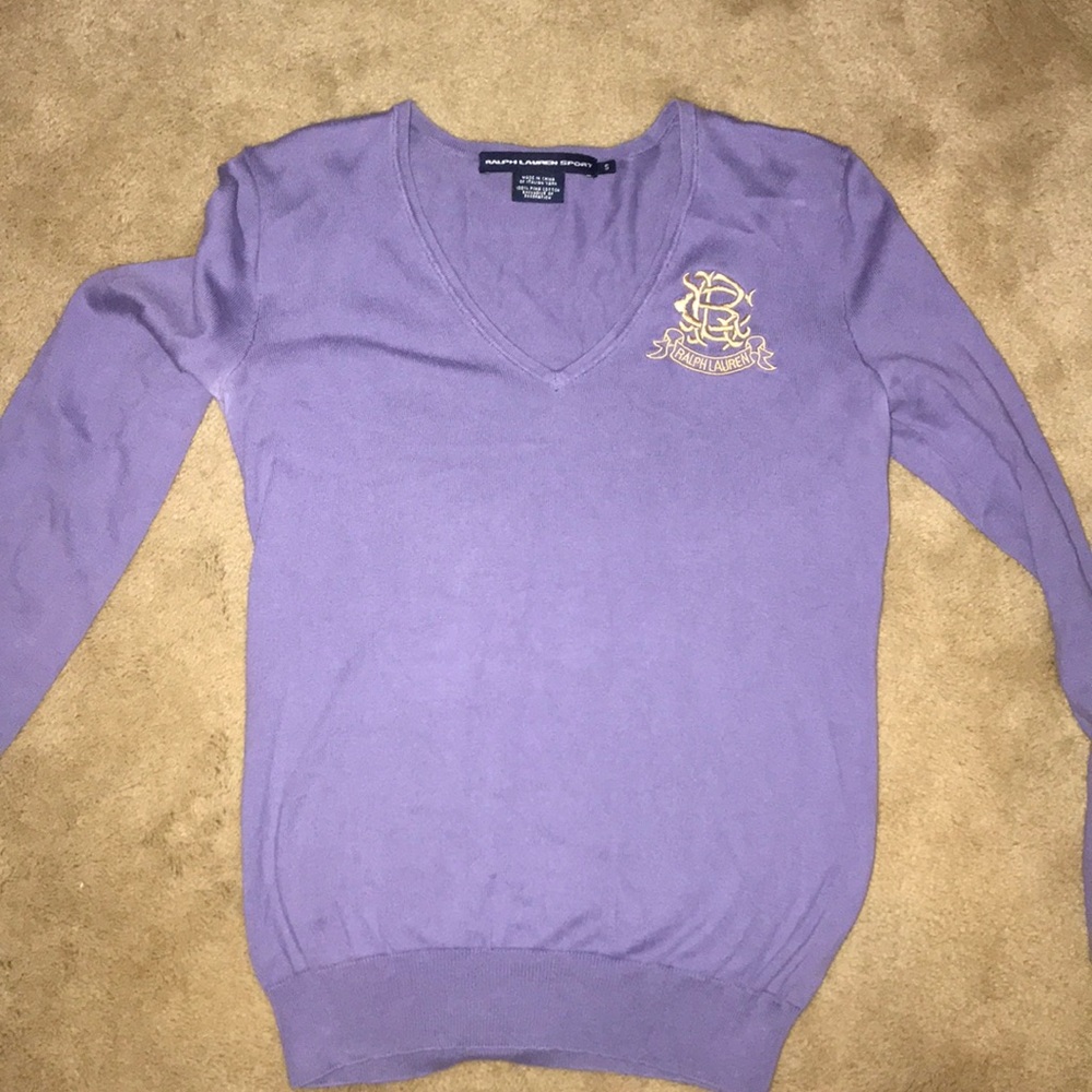 Purple monogrammed Ralph Lauren sweater